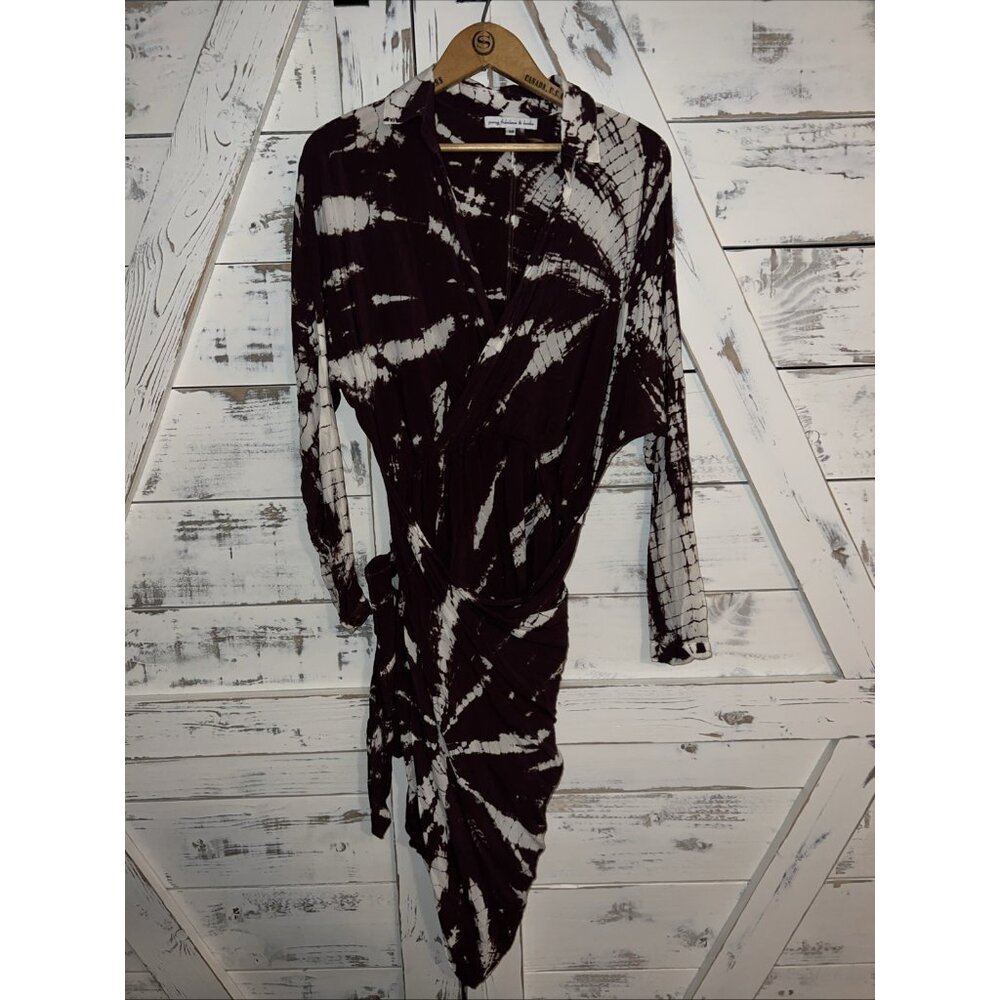 Young Fabulous & Broke YFB Crossover Tie Dye Wrap Dress Purple/White M